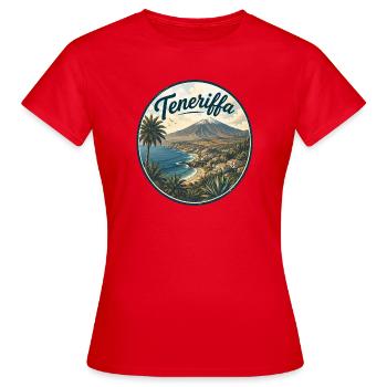 Teneriffa Retro Küstenpanorama - Frauen T-Shirt - Rot - Vorne - AI Model Female 172 dark (172cm)
