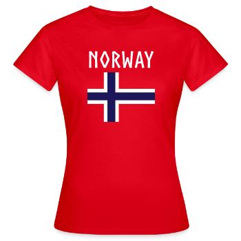 Norway with Norwegian Flag Colors. Men, Women - Women's T-Shirt - red - Front - AI Model Female 172 dark (172cm)