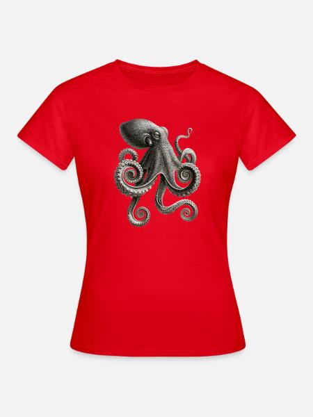 Oktopus Kraken Tintenfisch Meer Krake Octopus - Frauen T-Shirt - Rot