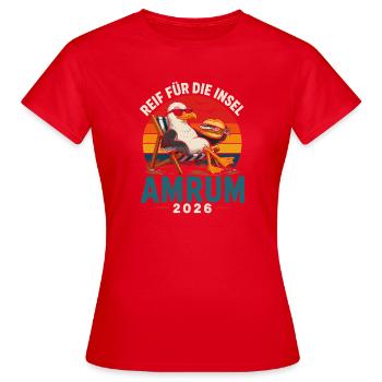 Möwe am Strand: Inselurlaub 2026 - Frauen T-Shirt - Rot - Vorne - AI Model Female 172 dark (172cm)
