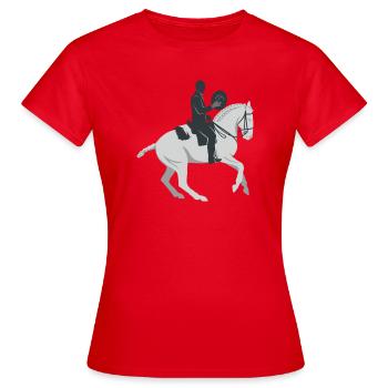 cavalier d’équitation sur cheval blanc - T-shirt Femme - rouge - Devant - AI Model Female 172 dark (172cm)