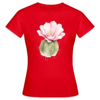 Illustration aquarelle de cactus avec fleurs - T-shirt Femme - rouge - Devant - AI Model Female 172 dark (172cm)