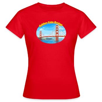 Golden Gate Bridge Illustration - Women's T-Shirt - red - Front - AI Model Female 172 dark (172cm)