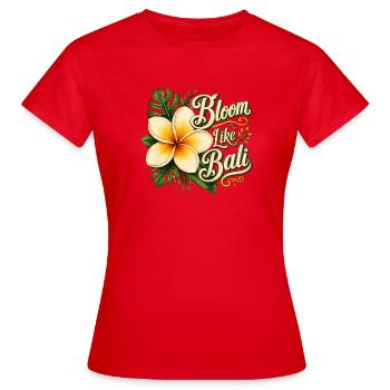 Bloom Like Bali – Tropical Frangipani Flower - Women's T-Shirt - red - Front - AI Model Female 172 dark (172cm)