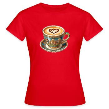 Café latte dans une tasse grecque - T-shirt Femme - rouge - Devant - AI Model Female 172 dark (172cm)