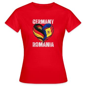 Cœur de l’Allemagne et de la Roumanie - T-shirt Femme - rouge - Devant - AI Model Female 172 dark (172cm)