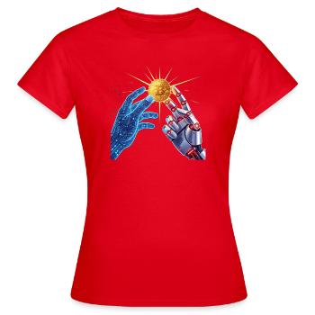 Crypto Art T-Shirt Bitcoin Creation - Women's T-Shirt - red - Front - AI Model Female 172 dark (172cm)