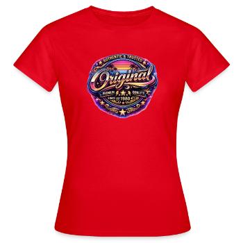 Retro 1980s Neon Synthwave Original 1980 Badge - Frauen T-Shirt - Rot - Vorne - AI Model Female 172 dark (172cm)