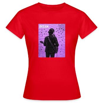 Guitar and Illustrated Dreams - Women's T-Shirt - red - Front - AI Model Female 172 dark (172cm)