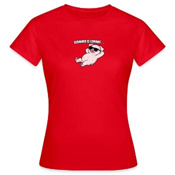 Summer Pig Relax with sunglasses - Women's T-Shirt - red - Front - AI Model Female 172 dark (172cm)
