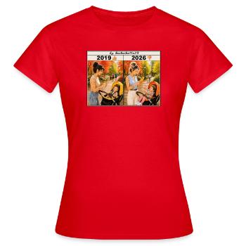 Maman avec smartphone et bébé - T-shirt Femme - rouge - Devant - AI Model Female 172 dark (172cm)