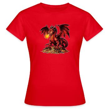 Un dragon de feu gardant le trésor - T-shirt Femme - rouge - Devant - AI Model Female 172 dark (172cm)