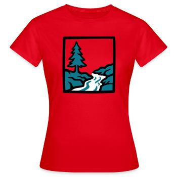 Logo de la nature de la forêt de la rivière - T-shirt Femme - rouge - Devant - AI Model Female 172 dark (172cm)