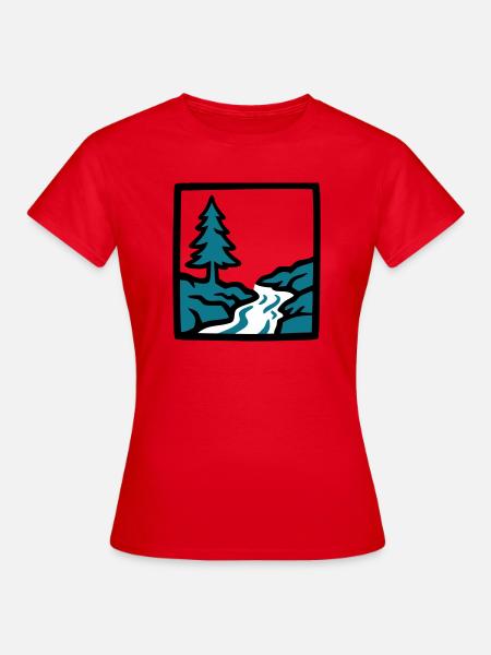 Fluss Wald Natur Logo - Frauen T-Shirt - Rot