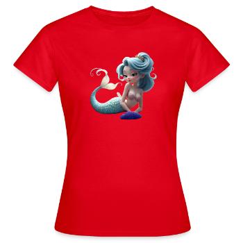 Coral Blue Mermaid Queen - Women's T-Shirt - red - Front - AI Model Female 172 dark (172cm)
