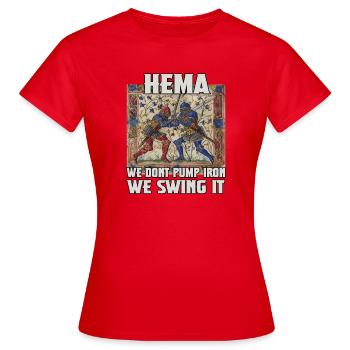 Chasseurs HEMA : Escrime historique et chevalerie - T-shirt Femme - rouge - Devant - AI Model Female 172 dark (172cm)