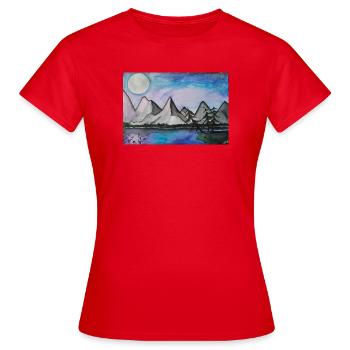 Nuit au clair de lune au bord du lac tranquille - T-shirt Femme - rouge - Devant - AI Model Female 172 dark (172cm)