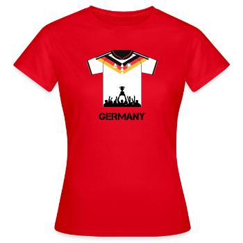 Germany Football Shirt with Cup – Fan Design - Women's T-Shirt - red - Front - AI Model Female 172 dark (172cm)