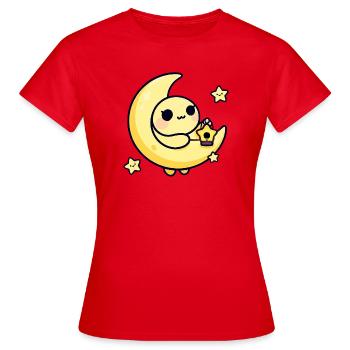 Lune mignonne au clair de lune avec une lanterne étoile - T-shirt Femme - rouge - Devant - AI Model Female 172 dark (172cm)