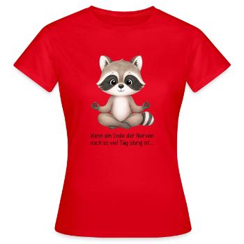 Lehrerhumor Waschbär Meditation Waschbärenklasse - Frauen T-Shirt - Rot - Vorne - AI Model Female 172 dark (172cm)