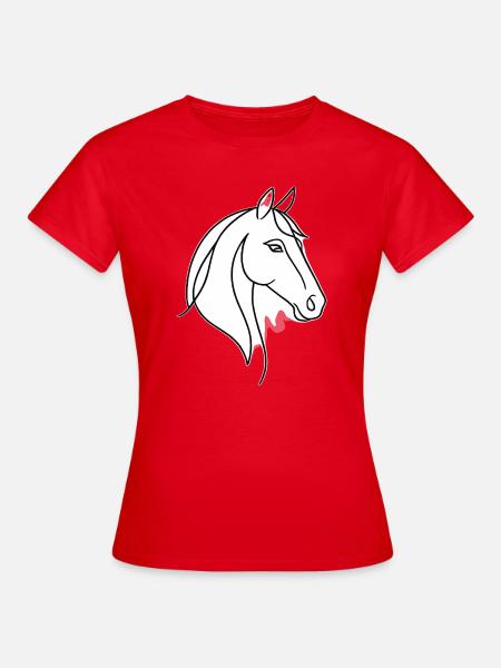 cheval dessiné au trait - T-shirt Femme - rouge