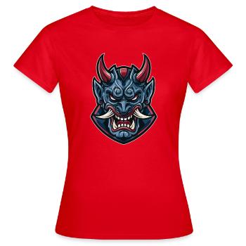 Blue Demon Mask War Mask - Women's T-Shirt - red - Front - AI Model Female 172 dark (172cm)