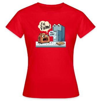 J'ai Faim Humour Grille-Pain Frigo - T-shirt Femme - rouge - Devant - AI Model Female 172 dark (172cm)