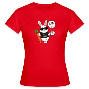 Chilliger Hase mit Karotte & Kaffee - Frauen T-Shirt - Rot - Vorne - AI Model Female 172 dark (172cm)