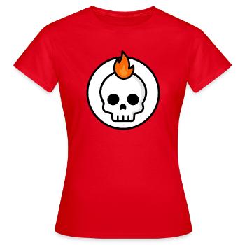 Graphique mignon de Crâne de Fatalité Feu - T-shirt Femme - rouge - Devant - AI Model Female 172 dark (172cm)