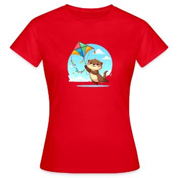 Kawaii Otter Flies a Dragon – Cute - Women's T-Shirt - red - Front - AI Model Female 172 dark (172cm)