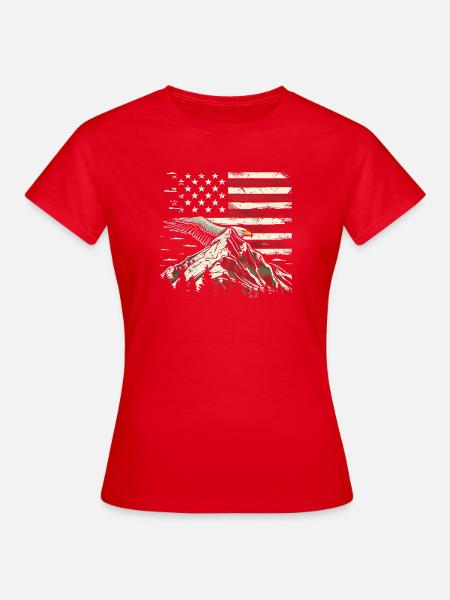 Hiking Patriotic Mountain Trail Backpacking Americ - Frauen T-Shirt - Rot