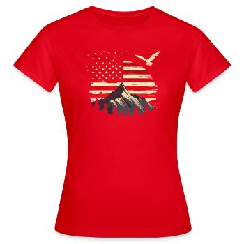 Randonnée Patriotic Mountain Trail Backpacking Americ - T-shirt Femme - rouge - Devant - AI Model Female 172 dark (172cm)