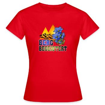 Bergbegeistert-Enzian - Frauen T-Shirt - Rot - Vorne - AI Model Female 172 dark (172cm)