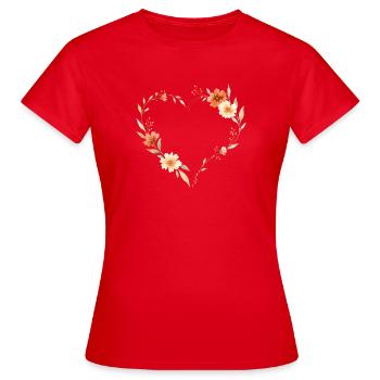 Flowers Heart - Women's T-Shirt - red - Front - AI Model Female 172 dark (172cm)