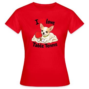 Cute Chihuahua Playing Table Tennis - Women's T-Shirt - red - Front - AI Model Female 172 dark (172cm)