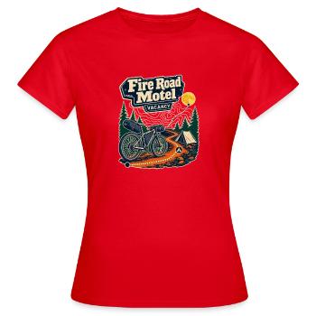 First Overnighter Fire Road Motel Off Road Cycling - Women's T-Shirt - red - Front - AI Model Female 172 dark (172cm)