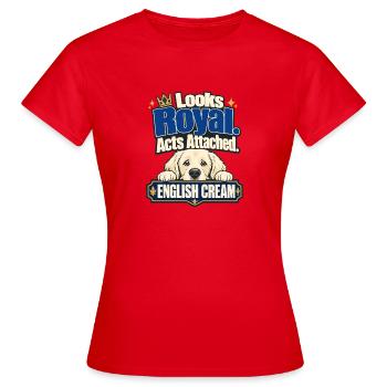 English Cream Golden Retriever Looks Royal Acts At - Women's T-Shirt - red - Front - AI Model Female 172 dark (172cm)