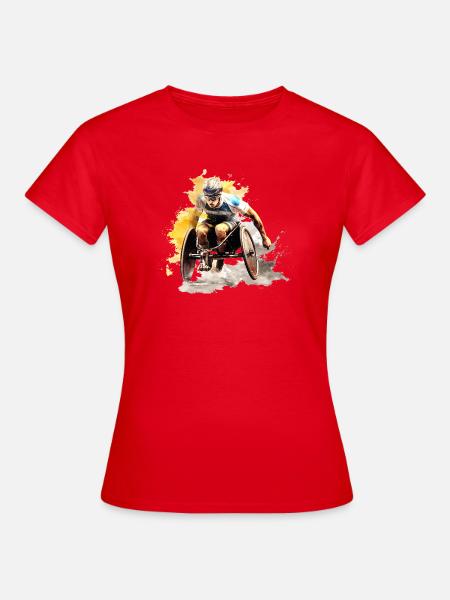 Rollstuhlrennsport Wasserfarben Splash - Frauen T-Shirt - Rot