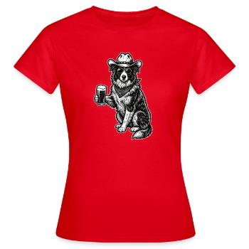 Chien de cow-boy Bière Border Collie drôle - T-shirt Femme - rouge - Devant - AI Model Female 172 dark (172cm)