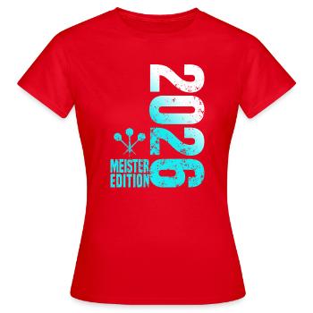 Champion de fléchettes 2026, maillot Kreisliga blanc cyan - T-shirt Femme - rouge - Devant - AI Model Female 172 dark (172cm)