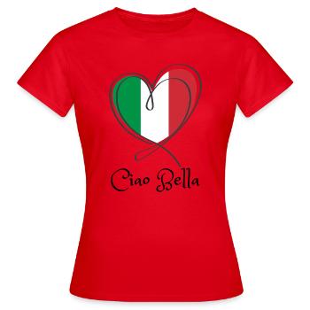 Italy Flag Heart Line Art - Women's T-Shirt - red - Front - AI Model Female 172 dark (172cm)