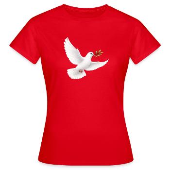 Colombe blanche avec rameau d’olivier - Colombe de la paix - T-shirt Femme - rouge - Devant - AI Model Female 172 dark (172cm)