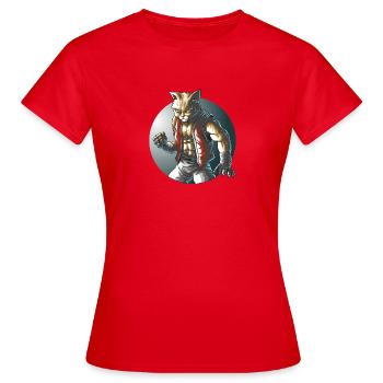 Fighting Cat Martial Arts Anime Design - Women's T-Shirt - red - Front - AI Model Female 172 dark (172cm)