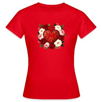 Cœur de Roses orné - T-shirt Femme - rouge - Devant - AI Model Female 172 dark (172cm)