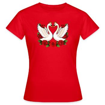 Union royale des cygnes avec les roses - T-shirt Femme - rouge - Devant - AI Model Female 172 dark (172cm)