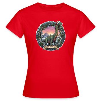 Brachiosaurus Christmas - T-shirt Femme - rouge - Devant - AI Model Female 172 dark (172cm)