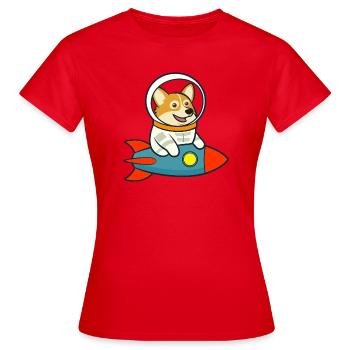 L’espace des corgis sur la fusée - T-shirt Femme - rouge - Devant - AI Model Female 172 dark (172cm)