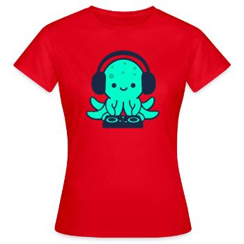 Underwater DJ Octopus with Headphones - Women's T-Shirt - red - Front - AI Model Female 172 dark (172cm)