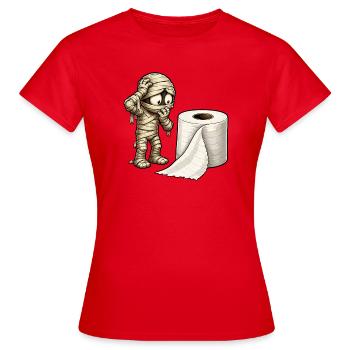 Mummy and Toilet Paper Cartoon - Women's T-Shirt - red - Front - AI Model Female 172 dark (172cm)