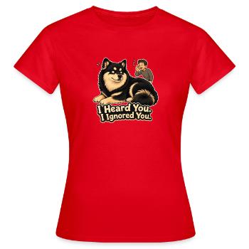 Je t’ai ignoré, Finnois Lapphund - T-shirt Femme - rouge - Devant - AI Model Female 172 dark (172cm)